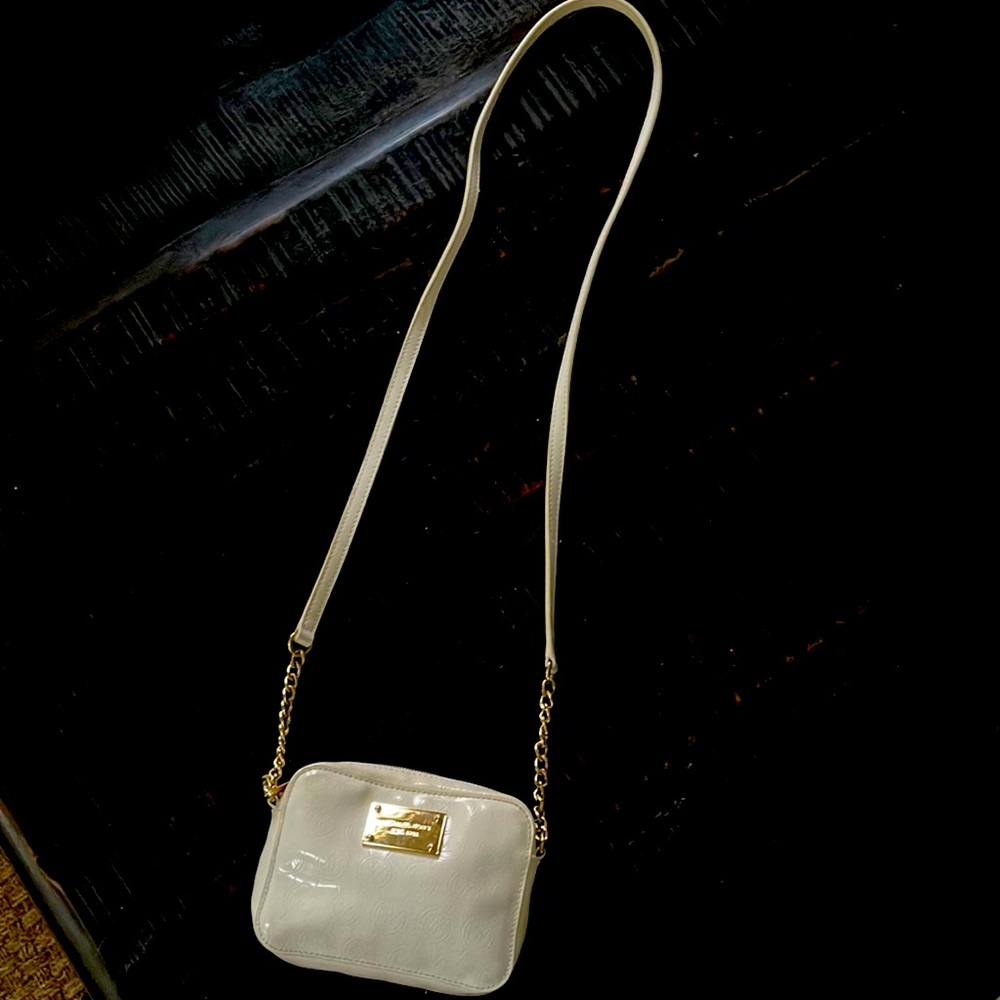 Michael Kors white patent leather crossbody purse